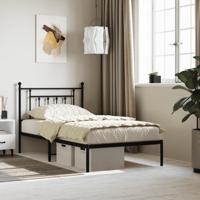 Bedframe met hoofdbord metaal zwart 100x190 cm
