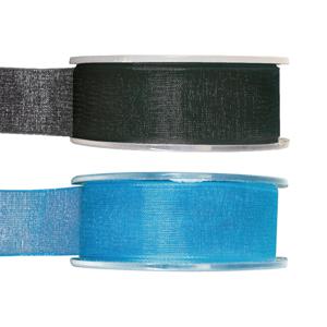 Organza sierlint pakket - zwart/turquoise - 2,5 cm x 20 meter - Hobby/decoratie/knutselen