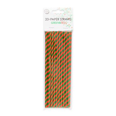 Papieren Rietjes Rood/Groen (20st)