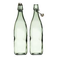 Home Deco Factory Beugelfles/weckfles - 2x - glas - transparant - luchtdicht - 1.0 liter - waterfles