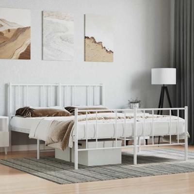Bedframe met hoofd- en voeteneinde metaal wit 150x200 cm