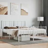 Bedframe met hoofd- en voeteneinde metaal wit 150x200 cm