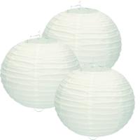 Luxe bol feest lampion - 3x - ijsblauw - dia 25 cm - papier