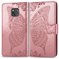 Butterfly Love bloemen reliëf horizontale Flip lederen case voor Huawei mate 20 Pro met houder & kaartsleuven & portemonnee (Rose goud)