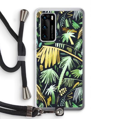 Tropical Palms Dark: Huawei P40 Transparant Hoesje met koord
