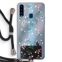 Small white flowers: Samsung Galaxy A20s Transparant Hoesje met koord