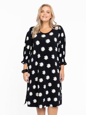 Yoek Jurk met pofmouwen DAISY | Zwart | Maat 58/60