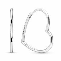 Pandora People 297822 Oorhangers Asymmetrisch Hart 30 mm zilver - thumbnail