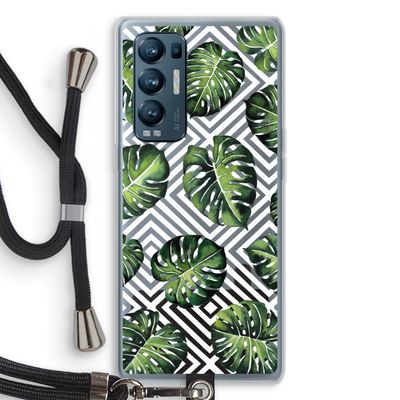 Geometrische jungle: Oppo Find X3 Neo Transparant Hoesje met koord