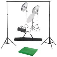 Fotostudioset met verlichtingsset en achtergrond
