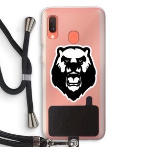 Angry Bear (white): Samsung Galaxy A20e Transparant Hoesje met koord