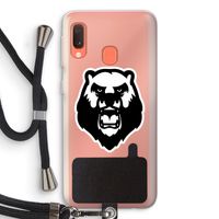 Angry Bear (white): Samsung Galaxy A20e Transparant Hoesje met koord