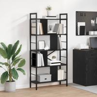 Boekenkast Zwart Eiken 75 x 30 x 156 cm Bewerkt hout