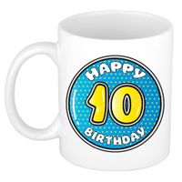 Verjaardag cadeau mok - 10 jaar - blauw - 300 ml - keramiek