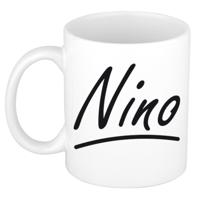 Nino Naam koffiemok - beker - met sierlijke letters - wit - 300 ml - Cadeau - Heren