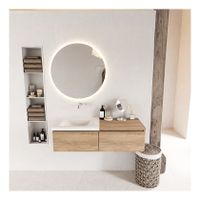 Mondiaz Bukla 120cm badmeubel met module 60 kleur washed oak met 2 lades wastafel links zonder kraangat kleur talc
