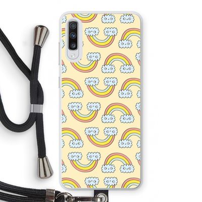 Regenboog: Samsung Galaxy A70 Transparant Hoesje met koord