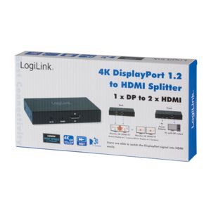 LogiLink Kabel 2 poorten DisplayPort-splitter 3840 x 2160 Pixel Zwart