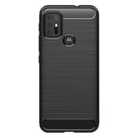 Shop4 - Motorola Moto G30 Hoesje - Zachte Back Case Brushed Carbon Zwart - thumbnail