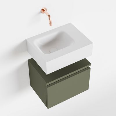 Toiletmeubel Mondiaz Andor | 40 cm | Meubelkleur Army | Lex vrijhangend wastafel Talc Links | Zonder kraangat