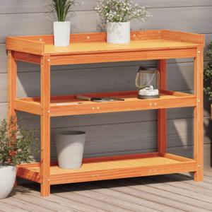 VidaXL Oppottafel met schappen 108x45x86,5 cm grenenhout bruin