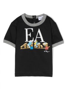 Emporio Armani Kids Smurfs-print organic-cotton T-shirt - Bleu