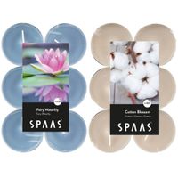 Candles by Spaas geurkaarsen - 24x stuks in 2 geuren Blossom Flowers en Waterlilly - thumbnail