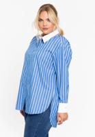 Yoek Blouse met knopen RIGHE | Indigo | Maat 58/60