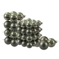 60x stuks glazen kerstballen graniet groen 6, 8 en 10 cm mat/glans - thumbnail