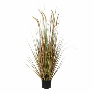 Groene Dogtail/siergras/pluimgras kunstplant 92 cm in zwarte pot