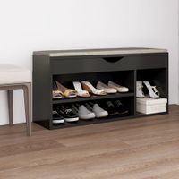 VidaXL Schoenenbank met kussen 104x30x49 cm bewerkt hout grijs