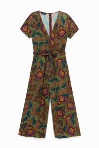 Jumpsuit met Afrikaanse geometrische print - GREEN - S