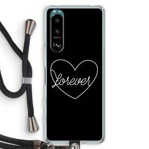 Forever heart black: Sony Xperia 5 III Transparant Hoesje met koord
