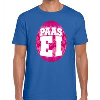 Paasei t-shirt blauw met roze ei voor heren