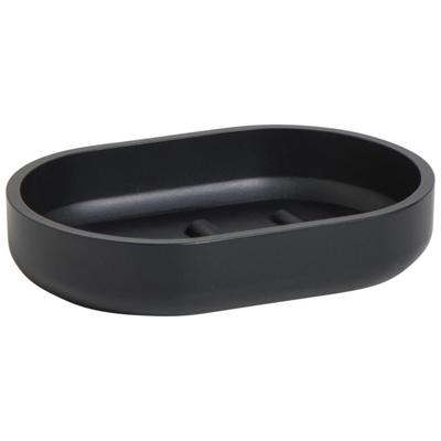 Leen Bakker - Zeepbakje Basic - Polyresin - Zwart - 9x12.5x2.5 Cm