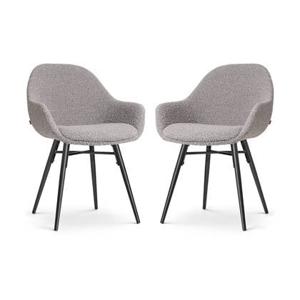 Nolon Nova-Mae Eetkamerstoelen Set van 2 - Bouclé Taupe - Zwarte Poten