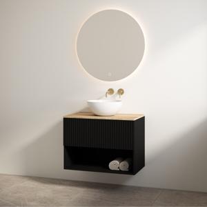 Badmeubelset Best Design Rigatti 100 cm Mat Zwart + Halifax Blad