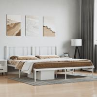 Bedframe met hoofdbord metaal wit 180x200 cm - thumbnail