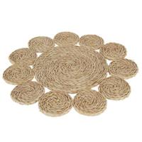 J-Line placemat Rond Bloem - jute - naturel