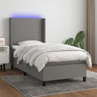 Boxspring met matras en LED stof donkergrijs 90x190 cm