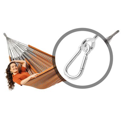 Tweepersoons hangmat met bevestiging - 350x160cm - Oranje - 160kg draagkracht- 100% katoen - binnen & buiten