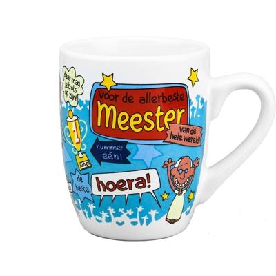 Cartoon koffiemok/beker school meester - 300 ml - leraar cadeau beker - meesterdag