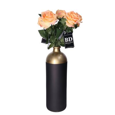 Kunstbloem Roos Dijon - 5x - 64 cm - perzik - zijde - kunstbloemen