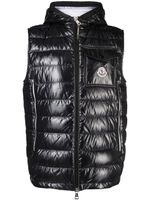 Moncler gilet matelassé à patch logo - Noir