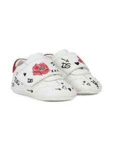 Dolce & Gabbana Kids baskets en cuir à fleurs - Blanc