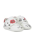 Dolce & Gabbana Kids baskets en cuir à fleurs - Blanc