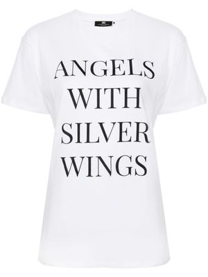 Elisabetta Franchi t-shirt en coton à slogan imprimé - Blanc