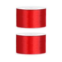 Hobby Sierlint satijn - 2x - Rood - 25 meter - cadeaulint - satijnlint/sierlinten