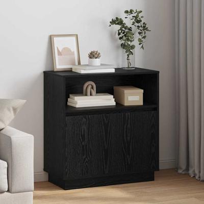 Dressoir met LED Zwart eiken 71 x 34,5 x 75 cm Bewerkt hout