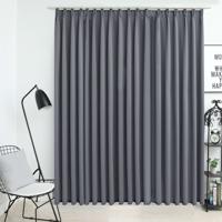 VidaXL Gordijn verduisterend met haken 290x245 cm grijs